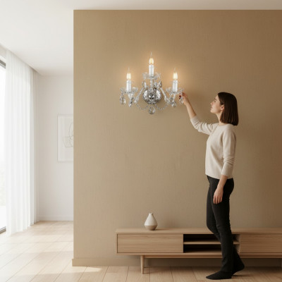 Lampe murale en cristal de verre lustre éclairage séjour Elite Bohême