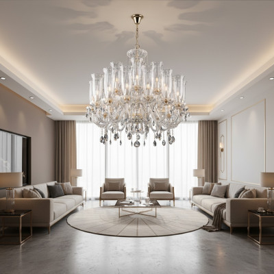 XXL Lampe 24x Lustre Palace Villa D'Este Lumières Lampe en Cristal Lustre