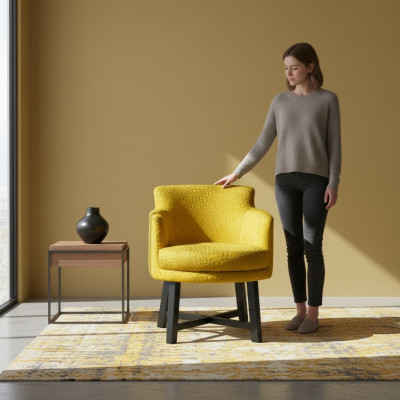 Chaises design, fauteuil Chesterfield, revêtement textile, suite de chaises, ensemble de 4 pour groupe hôtelier.