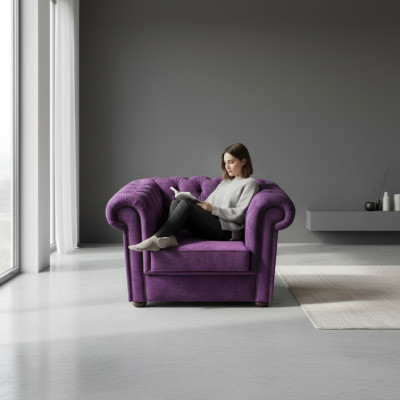 Canapé Chesterfield Fauteuil en Velours 1 Place Design Canapés Sofas
