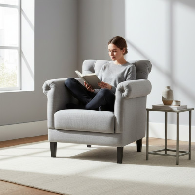 Fauteuil Club Lounge Fauteuil Designer Sofa Fauteuil 1 Place Relax TV Gris