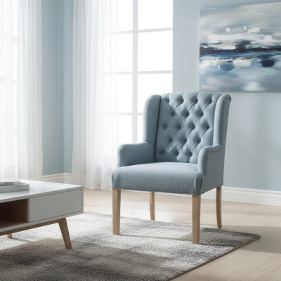 Chaise Chesterfield bleue Mobilier d'hôtel Siège Fauteuil Rembourrage Inclinable