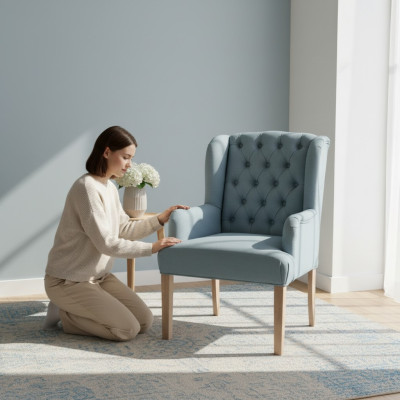 Chesterfield Salle à manger Ensemble Set 2x Fauteuil Inclinable Tapisserie