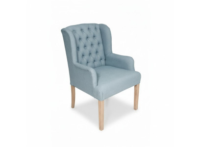 Fauteuil Chesterfield bleu de la salle à manger, lot de 8 chaises avec accoudoirs.