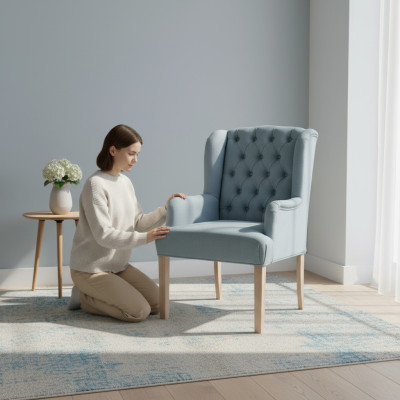 Ensemble de chaises modernes x10 d'un designer - chaises rembourrées Chesterfield cadre en bois