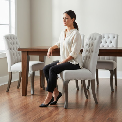 Conception des chaises Chesterfield grises en tissu - ensemble de 2 pour hôtel ou groupe.