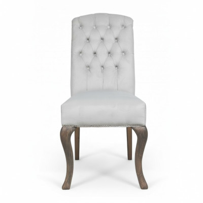 Canapé Chesterfield gris avec 6 fauteuils, pieds en bois design, ensemble luxueux de 6