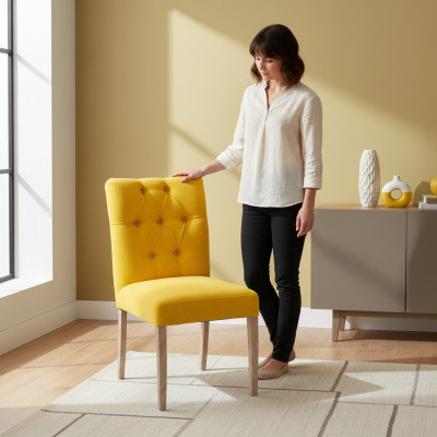 Chaises jaunes de designer Chesterfield Suite x2 ensemble
