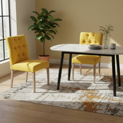 Chaises jaunes de designer Chesterfield Suite x2 ensemble