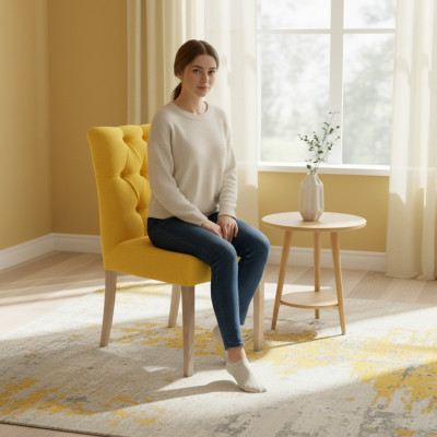 Chaise jaune Chesterfield - Set exclusif de 6 chaises rembourrées Mobilier de salle à manger
