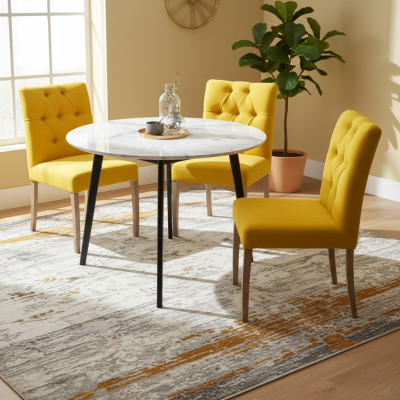 Chaise jaune Chesterfield - Set exclusif de 6 chaises rembourrées Mobilier de salle à manger