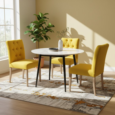 Chaises Chesterfield design moderne jaune Lot de 10 chaises rembourrées élégantes.