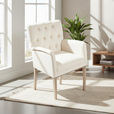 Siège Chesterfield blanc - Groupe de chaises de salle à manger x4 Fauteuils Inclinables