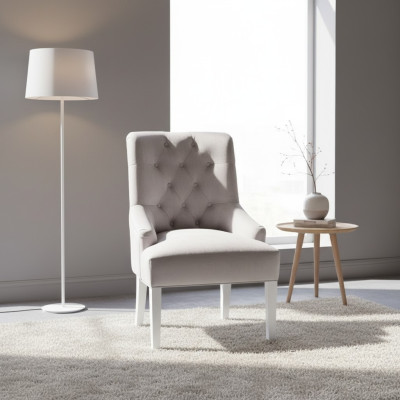 Chaises Chesterfield grises avec heurtoir. Revêtement en tissu de design noble. Ensemble de chaises d'hôtel x6.