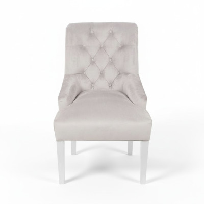 Chaises Chesterfield grises avec heurtoir. Revêtement en tissu de design noble. Ensemble de chaises d'hôtel x6.