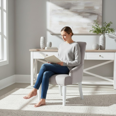 Chaises Chesterfield grises design, chaises rembourrées, ensemble de chaises textiles x10 d'une place