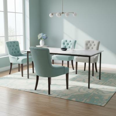 Chaise Chesterfield Blue er classique Rembourrage Fauteuil en tissu inclinable