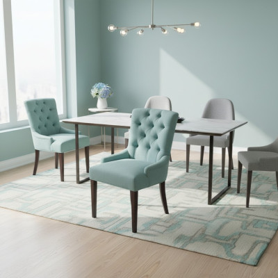 Chaises design Chesterfield Suite Chaise Tissu Groupe hôtelier 6xSet Nouveau Textile