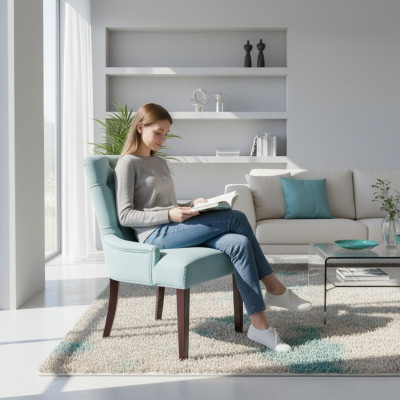 Moderne ensemble de fauteuils HellBlue e Chesterfield. Fauteuils design. Mobilier de sièges luxueux.