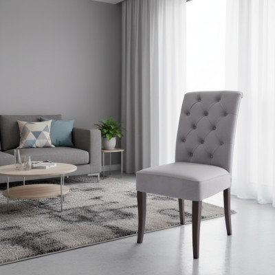 chaise Chesterfield grise exclusive Luxueuse chaise de salle à manger de designer pour une seule personne