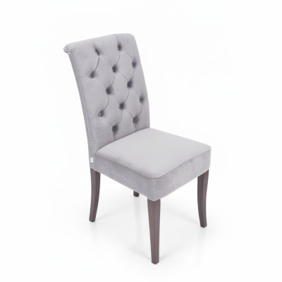chaise Chesterfield grise exclusive Luxueuse chaise de salle à manger de designer pour une seule personne