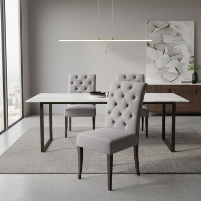 Chaises design Chesterfield Suite Rembourrage Groupe hôtelier 6xSet nouvelle chaise en textile