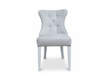 Chaise Chesterfield rembourrée gris, designer Einitzer Fauteuils de salle à manger.