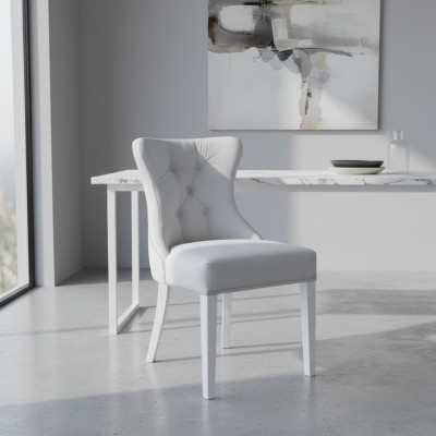 Designer Grey x2 Fauteuils Chesterfield Hôtel Suite Revêtement x2 Ensemble