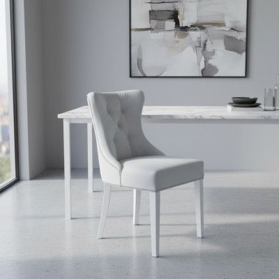 Chaises de designer grises Chesterfield, design de fauteuils rembourrés - ensemble de 4.