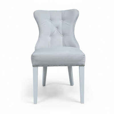 Chaises de designer grises Chesterfield, design de fauteuils rembourrés - ensemble de 4.