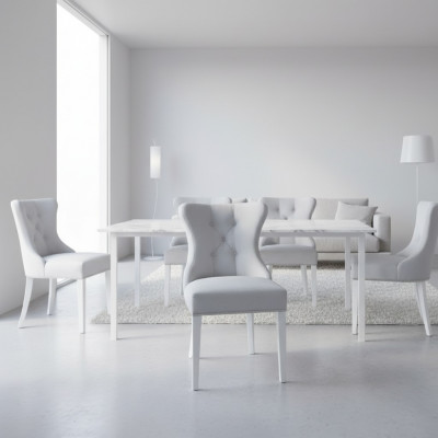 Gris Chesterfield Groupe de sièges Salle à manger moderne Chaises rembourrées Sièges de luxe