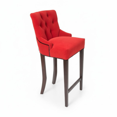 Chaises de bar Chesterfield rouge Designer Tabouret Ensemble de 4 chaises en bois massif Rembourrage