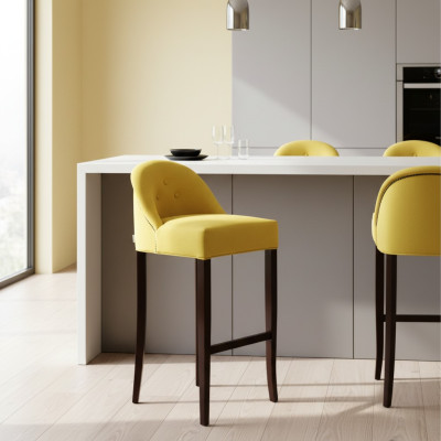Tabouret de bar Chesterfield jaune moderne, siège unique, meuble de salon de luxe.