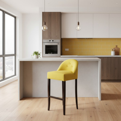 Tabouret de bar jaune ensemble de chaises de bar ensemble de 6 sièges en tissu mobilier de luxe pour s'asseoir