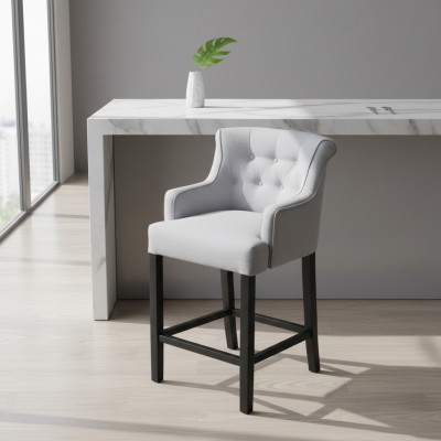 Tabourets de bar gris Ensemble de 2 Chaises de bar Chaises Chesterfield Bar Designer Suite