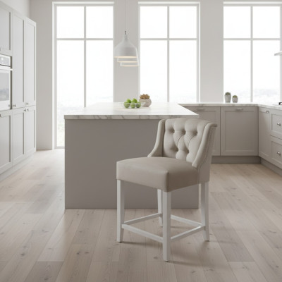 Tabourets de bar Chesterfield taupe, chaises de bar design, ensemble de 6 chaises