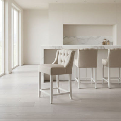 Tabourets de bar beige Ensemble de 10 chaises de bar en tissu Chaises de bar design Chesterfield