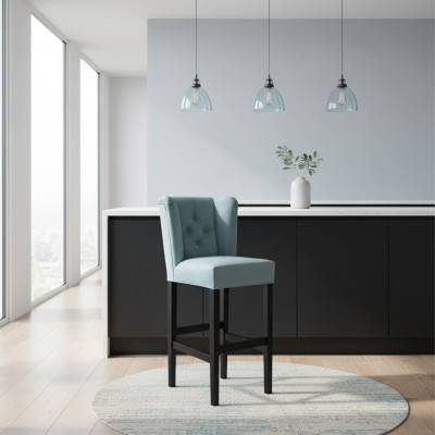 Tabouret de bar bleu Lot de 2 chaises de bar en tissu Tabouret de bar Chaise de comptoir Chaises Chesterfield