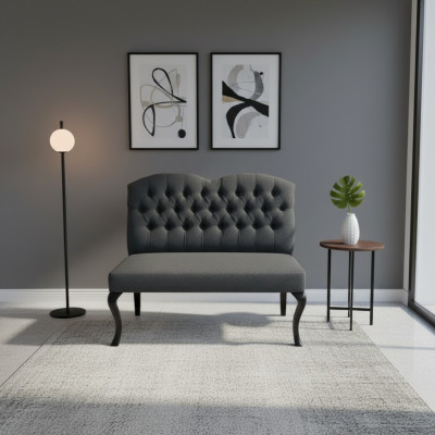 Tabouret Chesterfield Siège en Tissu Bancs Décoration Restaurant Magasin de Tissus Canapé en Cuir