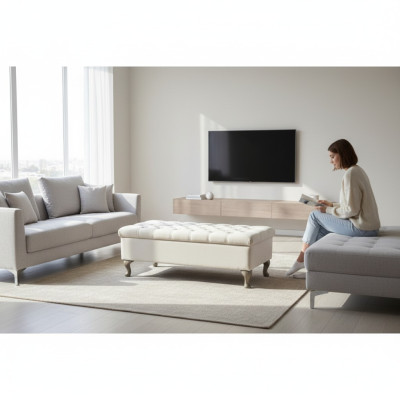Tabouret chaise longue repose-pieds tabouret d'appoint banc siège Chesterfield
