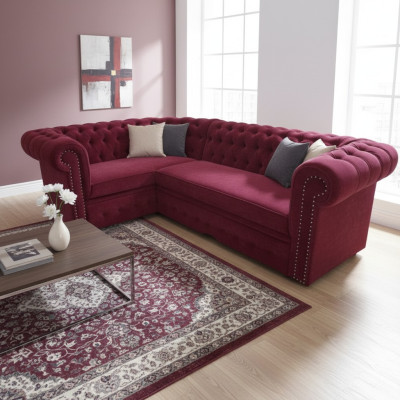 Sofa d'angle Chesterfield Canapé d'angle Suite d'angle en velours Sièges Canapés d'angle