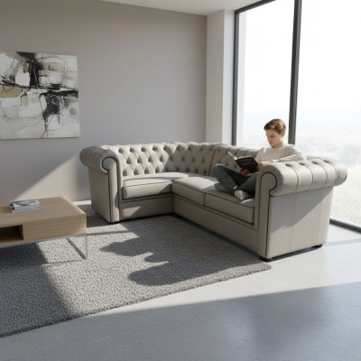 Canapé d'angle Chesterfield Canapé d'angle en tissu Suite d'angle Sièges Rembourrage Canapés d'angle