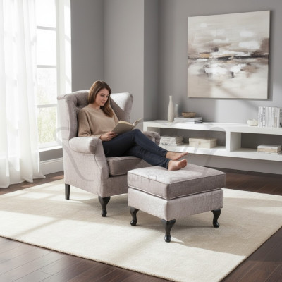 Tabouret beige Luxe Designer Tabouret Siège Tissu Relaxation Canapé Côté
