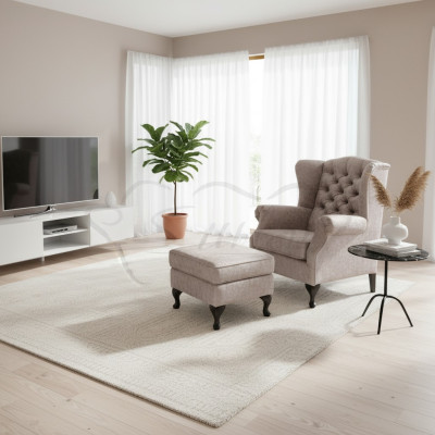 Tabouret beige Luxe Designer Tabouret Siège Tissu Relaxation Canapé Côté