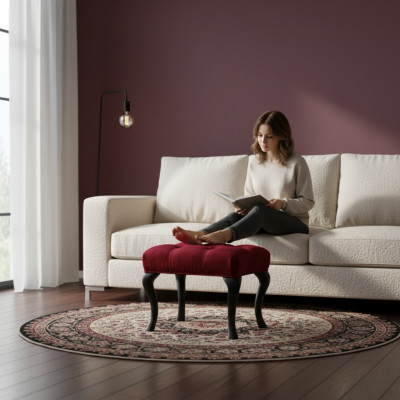 Tabouret Roma Tabouret de luxe design Siège rembourré Textile Se détendre Côté Canapé Nouveau