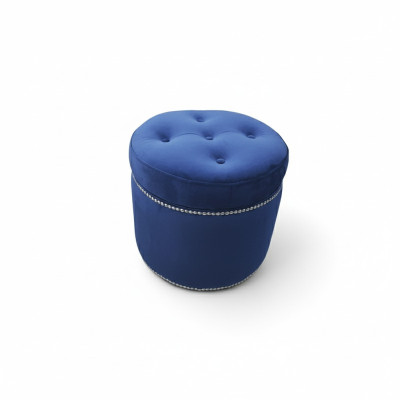 Chesterfield Pouf Repose-Pieds en Textile Tabouret Rond Tabouret Rembourré Siège Nouveau