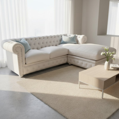 Canapé Canapé d'angle Chesterfield Canapé d'angle en tissu d'ameublement Divan d'angle Suite d'angle