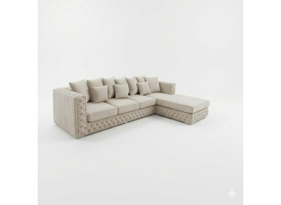 Canapé d'angle Chesterfield Design à revêtement textile moderne