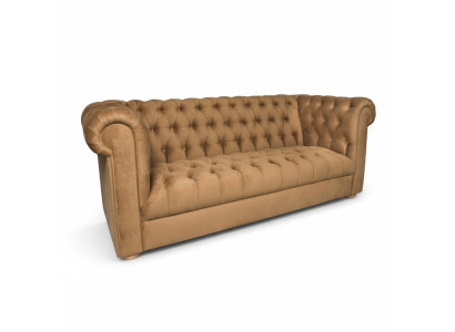 Canapé trois places Chesterfield en cuir.