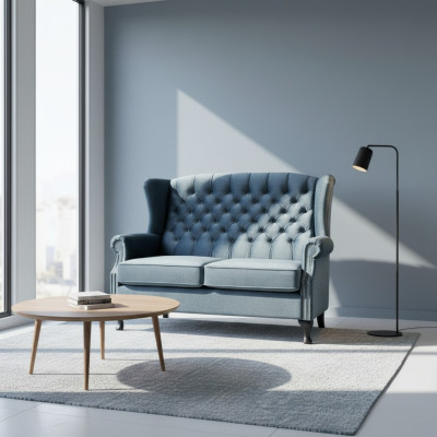 Canapé 2 places Chesterfield Design Tissu canapé de luxe Canapés Fauteuils à oreilles